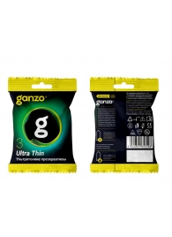 Ультратонкие презервативы Ganzo Ultra thin в мягкой упаковке - 3 шт. - Ganzo - купить с доставкой в Люберцах