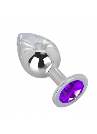 Большой плаг из стали с фиолетовым кристаллом Violet Dream - 9,5 см. - Erotic Fantasy - купить с доставкой в Люберцах