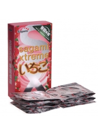 Презервативы Sagami Xtreme Strawberry c ароматом клубники - 10 шт. - Sagami - купить с доставкой в Люберцах
