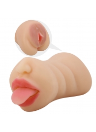 Телесный двусторонний мастурбатор Sarah - ротик и вагина - Baile - в Люберцах купить с доставкой