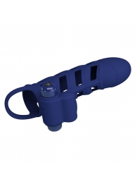 Синяя насадка на пенис Powerful Ring - 18,8 см. - Baile - в Люберцах купить с доставкой