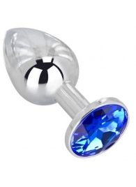 Анальное украшение BUTT PLUG  Small с синим кристаллом - 7 см. - Anal Jewelry Plug - купить с доставкой в Люберцах