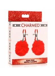 Красные зажимы на соски с помпонами Pom Pom - XR Brands - купить с доставкой в Люберцах