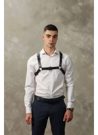 Черная мужская кожаная портупея №4 - БДСМ Арсенал - купить с доставкой в Люберцах