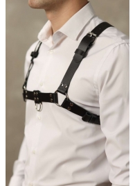 Черная мужская кожаная портупея №4 - БДСМ Арсенал - купить с доставкой в Люберцах