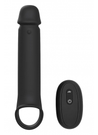 Черная насадка-удлинитель с вибрацией Vibrating Extender With Remote - Dream Toys - в Люберцах купить с доставкой