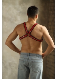 Черно-красная мужская портупея Black-Red - БДСМ Арсенал - купить с доставкой в Люберцах