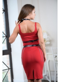 Черно-серебристая портупея-юбка plus size с цепочками - БДСМ Арсенал - купить с доставкой в Люберцах