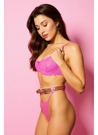 Эффектный розовый пояс из голографической эко-кожи - БДСМ Арсенал - купить с доставкой в Люберцах