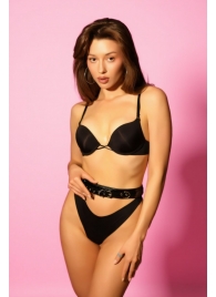 Эффектный черный пояс из лаковой эко-кожи - БДСМ Арсенал - купить с доставкой в Люберцах