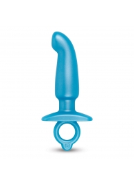 Голубая анальная пробка для массажа простаты Hither Silicone Prostate Plug - 14,3 см. - b-Vibe - в Люберцах купить с доставкой
