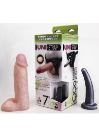 Страпон-унисекс с двумя насадками UNI strap 7  Harness - 19 и 16 см. - LOVETOY (А-Полимер) - купить с доставкой в Люберцах