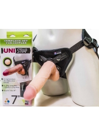 Страпон-унисекс с двумя насадками UNI strap 7  Harness - 19 и 16 см. - LOVETOY (А-Полимер) - купить с доставкой в Люберцах