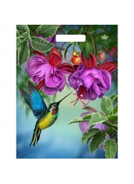 Пакет с принтом в виде колибри в цветах с вырубной ручкой (31х40 см) - Сима-Ленд - купить с доставкой в Люберцах