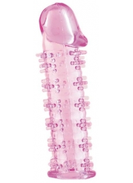 Розовая насадка на пенис с шипами - 12,5 см. - A-toys - в Люберцах купить с доставкой