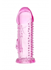Розовая насадка на пенис с шипиками и коготком - 13,5 см. - A-toys - в Люберцах купить с доставкой