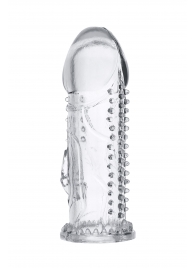Прозрачная насадка на пенис с шипиками и коготком - 13,5 см. - A-toys - в Люберцах купить с доставкой