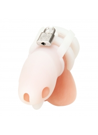 Белая клетка для пениса Silicone Small 2 in Cock Cage With Ball Divider - BlueLine - купить с доставкой в Люберцах