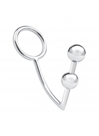 Кольцо на пенис с анальным стимулятором Two Bead Stainless Steel Anal Hook   Cock Ring - BlueLine - в Люберцах купить с доставкой