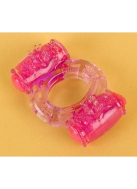 Фиолетовое виброкольцо с двумя вибропульками - Toyfa Basic - в Люберцах купить с доставкой