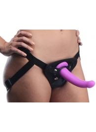 Лиловый поясной страпон Navigator Silicone G-Spot Dildo with Harness - 17,8 см. - XR Brands - купить с доставкой в Люберцах