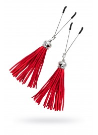 Зажимы на соски «Вилки» с красными кисточками из замши - Pecado - купить с доставкой в Люберцах