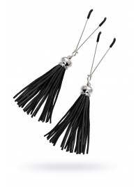 Зажимы на соски «Вилки» с черными кисточками из замши - Pecado - купить с доставкой в Люберцах