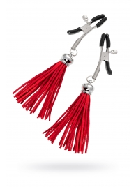 Зажимы на соски «Прищепки» с красными кисточками из замши - Pecado - купить с доставкой в Люберцах