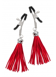 Зажимы на соски «Прищепки» с красными кисточками из замши - Pecado - купить с доставкой в Люберцах