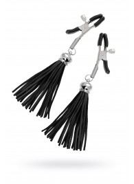 Зажимы на соски «Прищепки» с черными кисточками из замши - Pecado - купить с доставкой в Люберцах