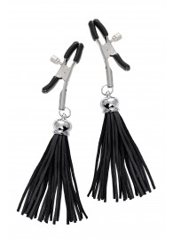 Зажимы на соски «Прищепки» с черными кисточками из замши - Pecado - купить с доставкой в Люберцах