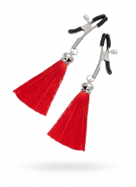 Зажимы на соски «Прищепки» с красными кисточками из шелка - Pecado - купить с доставкой в Люберцах