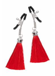 Зажимы на соски «Прищепки» с красными кисточками из шелка - Pecado - купить с доставкой в Люберцах