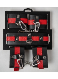 Черно-красный набор фиксаций: наручники, оковы и ошейник - Crazy Handmade - купить с доставкой в Люберцах