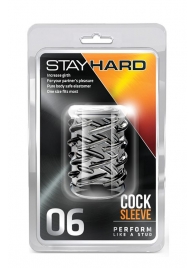 Прозрачная насадка с объёмными чёрточками STAY HARD COCK SLEEVE 06 CLEAR - Blush Novelties - в Люберцах купить с доставкой
