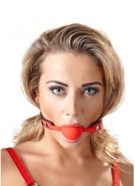 Силиконовый кляп-шар на чёрных ремешках Red Gag silicone - Orion - купить с доставкой в Люберцах