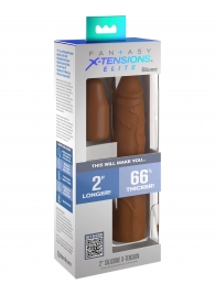 Коричневая насадка на член 2  Silicone X-tension - 20,3 см. - Pipedream - в Люберцах купить с доставкой