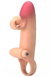 Телесная вибронасадка на пенис с подхватом мошонки - 20 см. - Baile - в Люберцах купить с доставкой