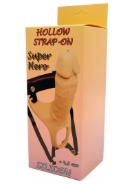 Телесный полый страпон на ремешках - 16,5 см. - Boys of Toys - купить с доставкой в Люберцах