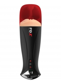 Телесный мастурбатор-вагина в черной колбе с вибрацией Fuck-O-Matic Pro XL - Pipedream - в Люберцах купить с доставкой