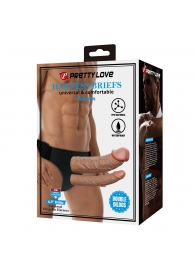 Темно-бежевый фаллопротез для двойного проникновения - 17,5 см. - Baile - купить с доставкой в Люберцах