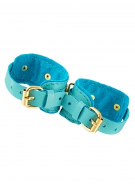 Голубые двуслойные кожаные оковы - Pecado - купить с доставкой в Люберцах