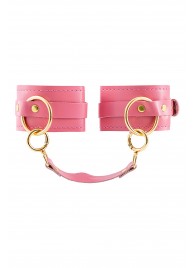 Розовые однослойные кожаные оковы - Pecado - купить с доставкой в Люберцах