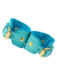 Голубые двуслойные кожаные наручники-браслеты - Pecado - купить с доставкой в Люберцах