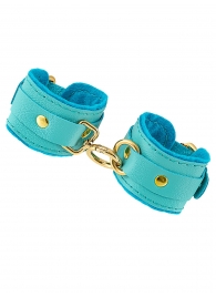 Голубые двуслойные кожаные наручники-браслеты - Pecado - купить с доставкой в Люберцах