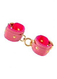 Розовые двуслойные кожаные наручники-браслеты - Pecado - купить с доставкой в Люберцах