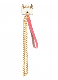 Розовый кожаный поводок с карабином для ошейника - 80 см. - Pecado - купить с доставкой в Люберцах