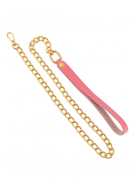 Розовый кожаный поводок с карабином для ошейника - 80 см. - Pecado - купить с доставкой в Люберцах