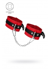 Красно-черные мягкие оковы с одним ремешком и люверсами - Pecado - купить с доставкой в Люберцах
