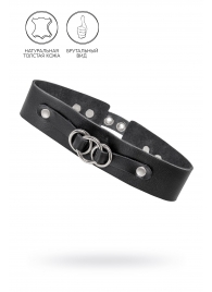 Черный чокер-ошейник со связанными кольцами на подложке - Pecado - купить с доставкой в Люберцах